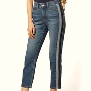 SOHO High Waist Straight Leg Crop Side Stripe Jean